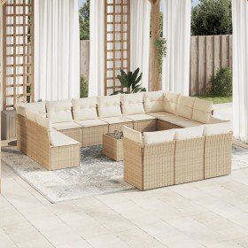 Set sofás de jardín 14 pzas con cojines ratán sintético beige en Conjuntos de jardín | Comprar online en Foru.es