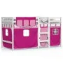 High bed for children with pink pine wood curtains 80x200 cm by , Beds and slatted bases - Ref: Foro24-3283813, Price: 172,15...