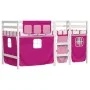 High bed for children with pink pine wood curtains 80x200 cm by , Beds and slatted bases - Ref: Foro24-3283813, Price: 172,15...