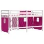 High bed for children with pink pine wood curtains 80x200 cm by , Beds and slatted bases - Ref: Foro24-3283813, Price: 172,15...