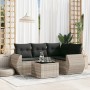 Set de sofás jardín y cojines 5 pzas ratán sintético gris claro de , Conjuntos de jardín - Ref: Foro24-3221321, Precio: 368,5...