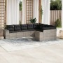 Set muebles jardín 9 pzas y cojines ratán sintético gris claro de , Conjuntos de jardín - Ref: Foro24-3223041, Precio: 624,52...
