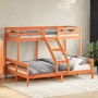Litera de madera maciza de pino marrón cera 90x200/140x200 cm de , Camas y somieres - Ref: Foro24-3207176, Precio: 364,98 €, ...