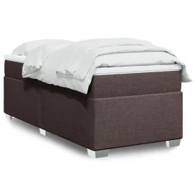 Box spring bed with dark brown fabric mattress 90x190 cm by , Beds and slatted bases - Ref: Foro24-3285098, Price: 295,85 €, ...
