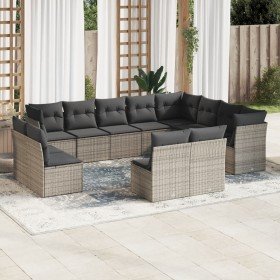 Set de sofás de jardín 12 pzas con cojines ratán sintético gris en Conjuntos de jardín | Comprar online en Foru.es