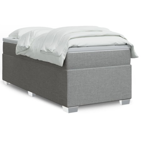 Cama box spring con colchón tela gris claro 90x200 cm de , Camas y somieres - Ref: Foro24-3285102, Precio: 315,57 €, Descuent...
