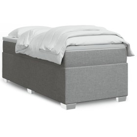 Cama box spring con colchón tela gris claro 100x200 cm de , Camas y somieres - Ref: Foro24-3285109, Precio: 363,04 €, Descuen...