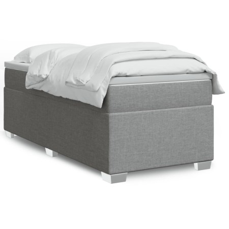 Cama box spring con colchón tela gris claro 100x200 cm de , Camas y somieres - Ref: Foro24-3285109, Precio: 363,04 €, Descuen...