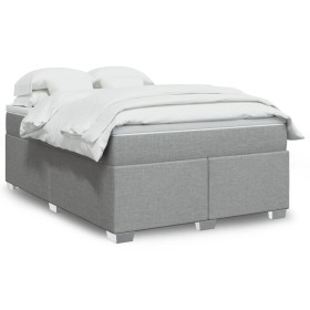 Cama box spring con colchón tela gris claro 140x200 cm de , Camas y somieres - Ref: Foro24-3285137, Precio: 440,52 €, Descuen...