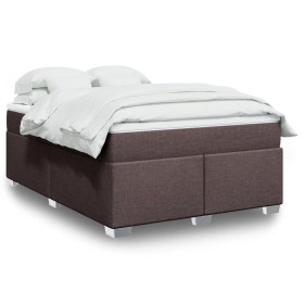 Cama box spring con colchón tela marrón oscuro 140x200 cm de , Camas y somieres - Ref: Foro24-3285140, Precio: 449,27 €, Desc...