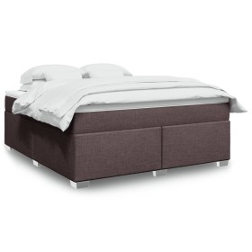 Cama box spring con colchón tela marrón oscuro 180x200 cm de , Camas y somieres - Ref: Foro24-3285154, Precio: 541,02 €, Desc...