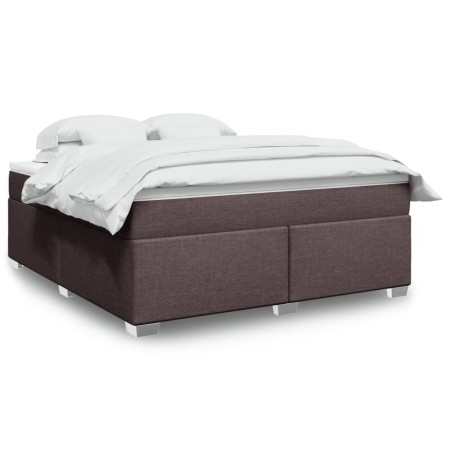 Cama box spring con colchón tela marrón oscuro 180x200 cm de , Camas y somieres - Ref: Foro24-3285154, Precio: 541,02 €, Desc...