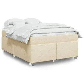 Box spring bed with cream-colored fabric mattress 140x190 cm by , Beds and slatted bases - Ref: Foro24-3285135, Price: 425,06...