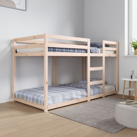 Cama litera sin colchón madera maciza de pino 90x190 cm de , Camas y somieres - Ref: Foro24-3206507, Precio: 148,75 €, Descue...
