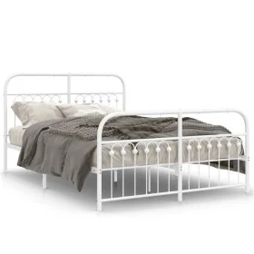 Estructura cama metal cabecero y estribo blanco 140x190 cm de , Camas y somieres - Ref: Foro24-376667, Precio: 117,30 €, Desc...