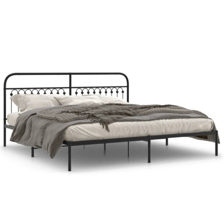 Estructura de cama con cabecero metal negro 193x203 cm de , Camas y somieres - Ref: Foro24-376606, Precio: 136,83 €, Descuent...