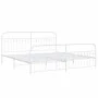 Metal bed frame with white headboard and footboard 193x203 cm by , Beds and slatted bases - Ref: Foro24-376673, Price: 165,27...