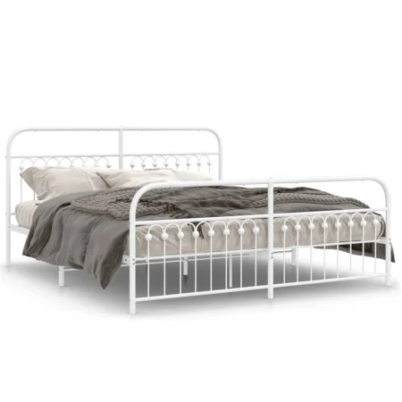 Estructura de cama con cabecero estribo metal blanco 183x203 cm de , Camas y somieres - Ref: Foro24-376671, Precio: 132,87 €,...