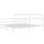 Metal bed frame with white headboard and footboard 193x203 cm by , Beds and slatted bases - Ref: Foro24-376673, Price: 165,27...