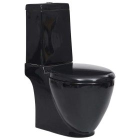 Inodoro WC redondo de cerámica con cisterna negro de vidaXL, Baños - Ref: Foro24-141136, Precio: 267,22 €, Descuento: %