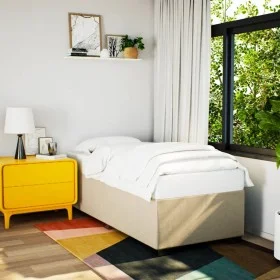 Estructura de cama de tela color crema 90x190 cm de , Camas y somieres - Ref: Foro24-3284441, Precio: 131,64 €, Descuento: %