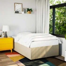 Cream fabric bed frame 120x190 cm by , Beds and slatted bases - Ref: Foro24-3284462, Price: 162,12 €, Discount: %