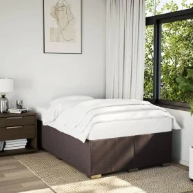 Estructura de cama tela marrón oscuro 120x190 cm de , Camas y somieres - Ref: Foro24-3284460, Precio: 162,12 €, Descuento: %