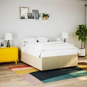 Cama sin colchón tela color crema 140x200 cm de , Camas y somieres - Ref: Foro24-3284483, Precio: 172,16 €, Descuento: %