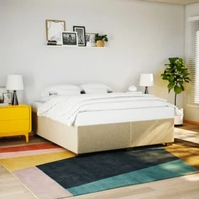 Cama sin colchón tela color crema 180x200 cm de , Camas y somieres - Ref: Foro24-3284497, Precio: 205,60 €, Descuento: %