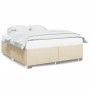 Cama sin colchón tela color crema 200x200 cm de , Camas y somieres - Ref: Foro24-3284504, Precio: 230,57 €, Descuento: %