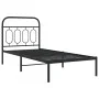 Bed frame with black metal headboard 90x200 cm by , Beds and slatted bases - Ref: Foro24-377110, Price: 77,37 €, Discount: %
