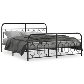 Estructura de cama cabecero y estribo metal negro 160x200 cm de , Camas y somieres - Ref: Foro24-377138, Precio: 127,96 €, De...