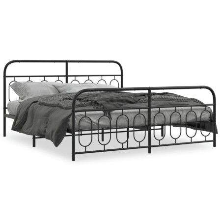 Estructura de cama cabecero y estribo metal negro 160x200 cm de , Camas y somieres - Ref: Foro24-377138, Precio: 130,14 €, De...