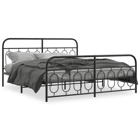 Estructura de cama cabecero y estribo metal negro 160x200 cm de , Camas y somieres - Ref: Foro24-377138, Precio: 127,96 €, De...
