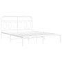 Estructura de cama con cabecero metal blanca 140x200 cm de , Camas y somieres - Ref: Foro24-377167, Precio: 93,52 €, Descuent...