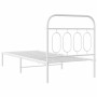 Estructura de cama de metal con cabecero blanco 90x200 cm de , Camas y somieres - Ref: Foro24-377159, Precio: 66,83 €, Descue...