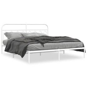 Estructura de cama de metal con cabecero blanco 183x213 cm de , Camas y somieres - Ref: Foro24-377171, Precio: 102,67 €, Desc...