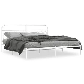 Bettgestell mit weißem Metallkopfteil 200x200 cm von , Betten und Lattenroste - Ref: Foro24-377173, Preis: 115,30 €, Rabatt: %
