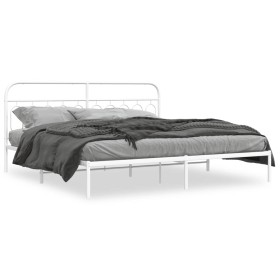 Estructura de cama con cabecero metal blanca 200x200 cm de , Camas y somieres - Ref: Foro24-377173, Precio: 116,87 €, Descuen...