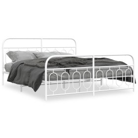 Estructura cama metal con cabecero y pie cama blanco 193x203 cm de , Camas y somieres - Ref: Foro24-377190, Precio: 137,77 €,...