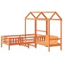 Set de cama y banco con techo madera de pino marrón 100x200 cm de , Camas y somieres - Ref: Foro24-3282173, Precio: 328,36 €,...