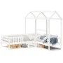 Set cama y banco con techo madera maciza pino blanco 75x190 cm de , Camas y somieres - Ref: Foro24-3282184, Precio: 307,98 €,...