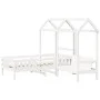 Set cama y banco con techo madera maciza pino blanco 75x190 cm de , Camas y somieres - Ref: Foro24-3282184, Precio: 307,98 €,...