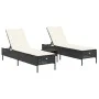 Set of 3-piece synthetic rattan sun loungers with black cushions by , Loungers - Ref: Foro24-3284263, Price: 304,93 €, Discou...