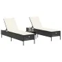 Set of 3-piece synthetic rattan sun loungers with black cushions by , Loungers - Ref: Foro24-3284263, Price: 304,93 €, Discou...