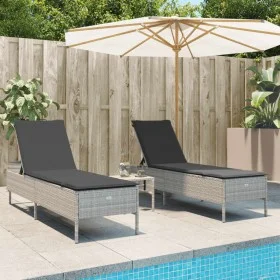 Liegewagenset mit Kissen, 3-teilig, aus hellem grauem Kunststoff-Rattan. von , Liegen - Ref: Foro24-3284268, Preis: 318,90 €,...