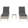 Set of 3-piece light gray synthetic rattan sun loungers with cushions by , Loungers - Ref: Foro24-3284268, Price: 318,90 €, D...