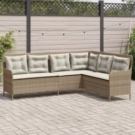Sofá de jardín en forma de L con cojines ratán sintético beige de , Sofás de exterior - Ref: Foro24-369004, Precio: 356,26 €,...