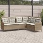 Sofá de jardín en forma de L con cojines ratán sintético beige de , Sofás de exterior - Ref: Foro24-369004, Precio: 364,82 €,...