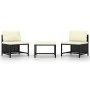 3-teiliges Gartensofa-Set und Kissen aus schwarzem Kunststoff-Rattan. von vidaXL, Modulare Sofas für den Außenbereich - Ref: ...